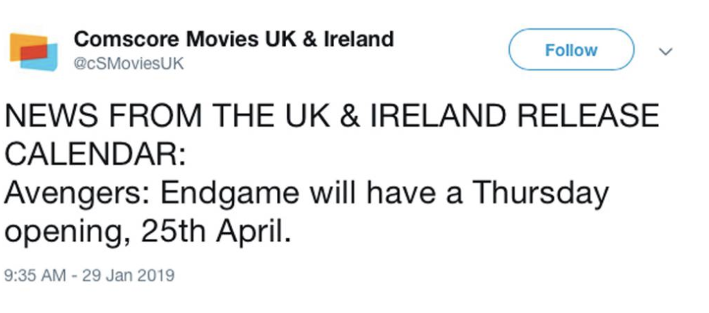 Avengers: Endgame will be released in the UK one day earlier