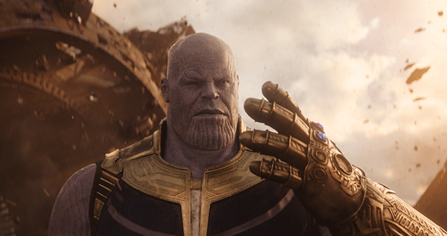 Josh Brolin as Thanos wields the Infinity Gauntlet in Avengers: Infinity War